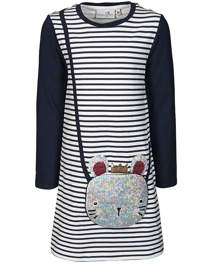 Kleid GLITTERING MOUSE mit Pailletten in navy/weiß