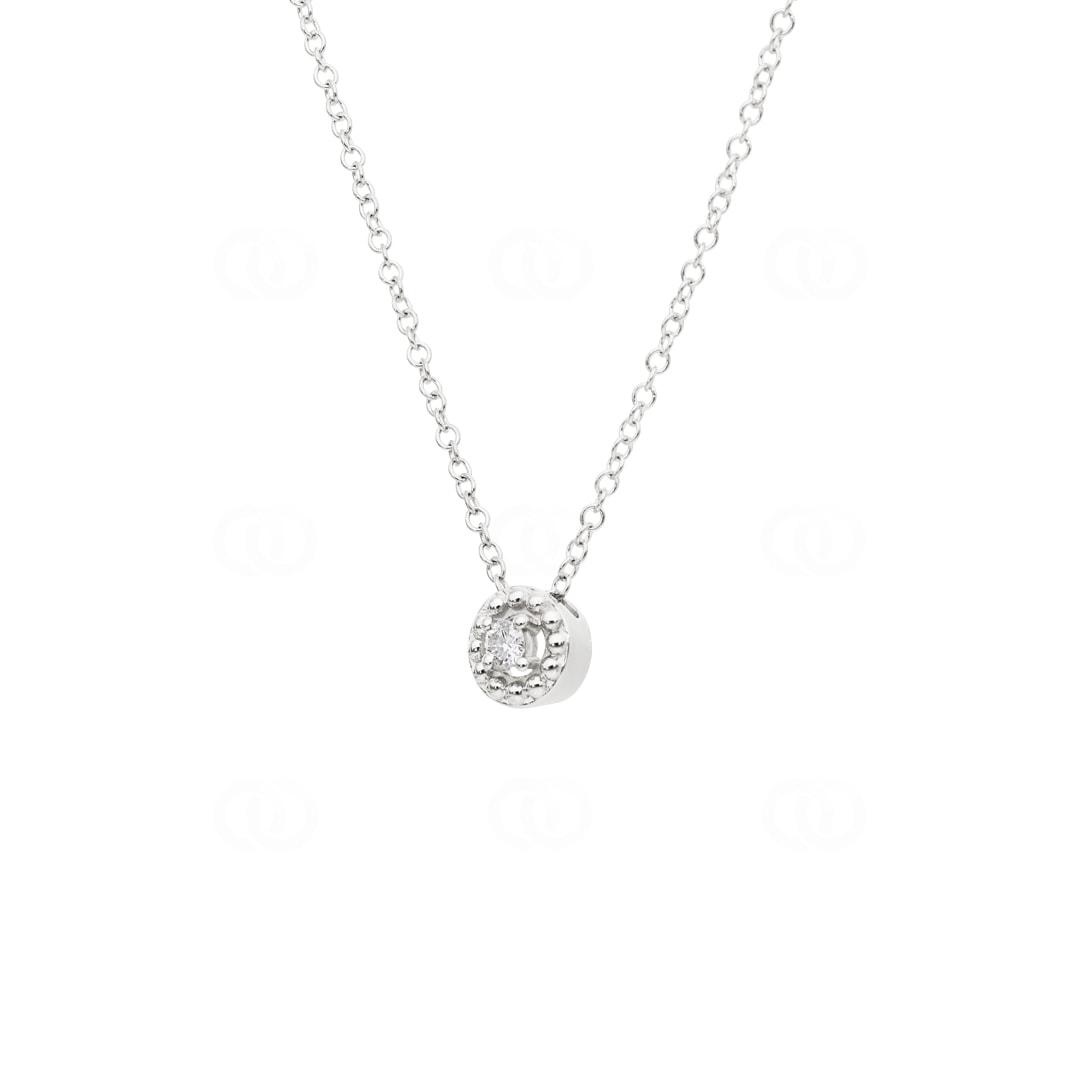 Collier mit Anhänger 750/18 K Weissgold mit Diamant 0.04ct H/Si