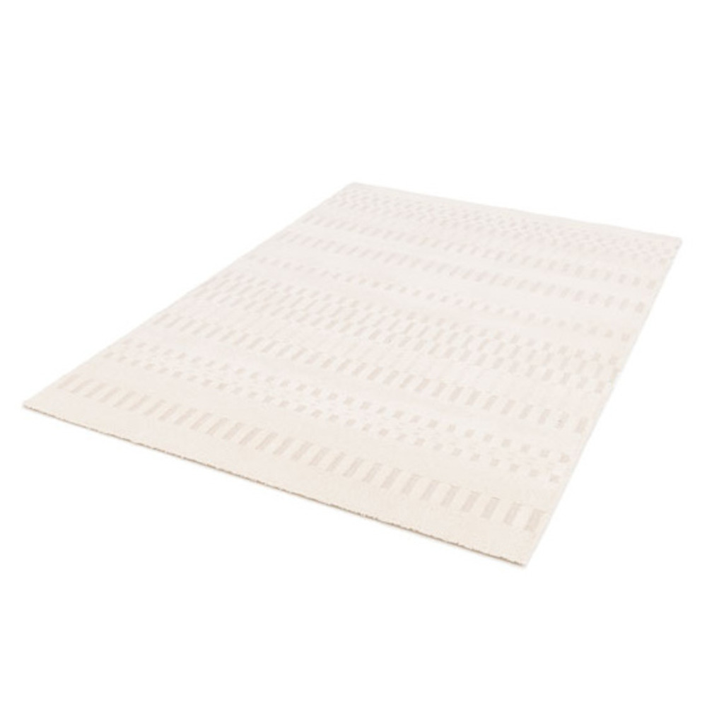 Tapis de salon graphique en relief - tempo - crème - 120 x 170 cm