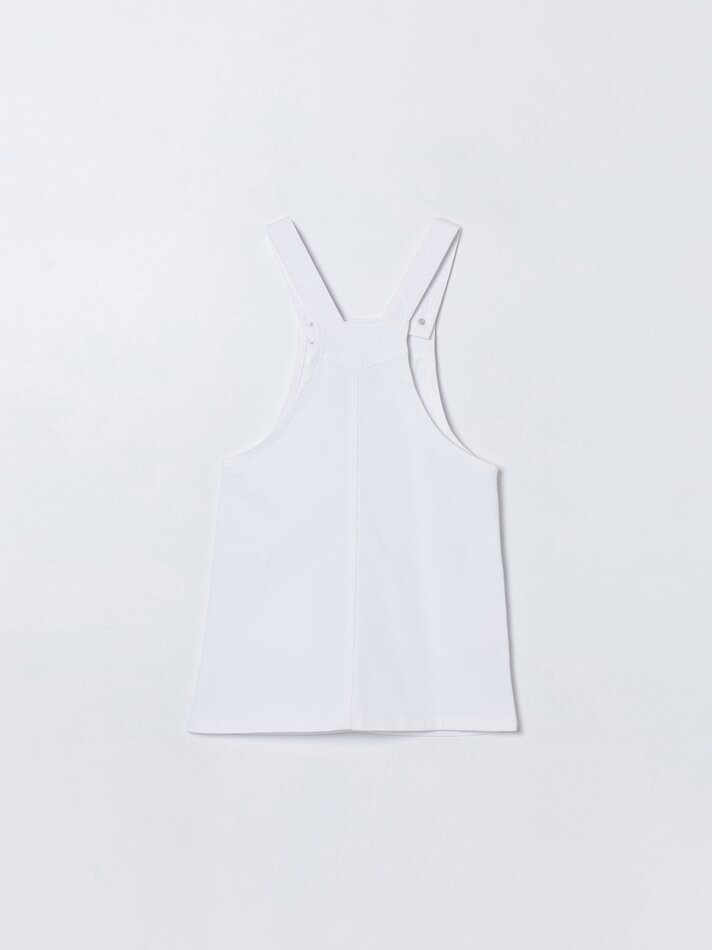 Vestido avental com bolsos - Branco-creme