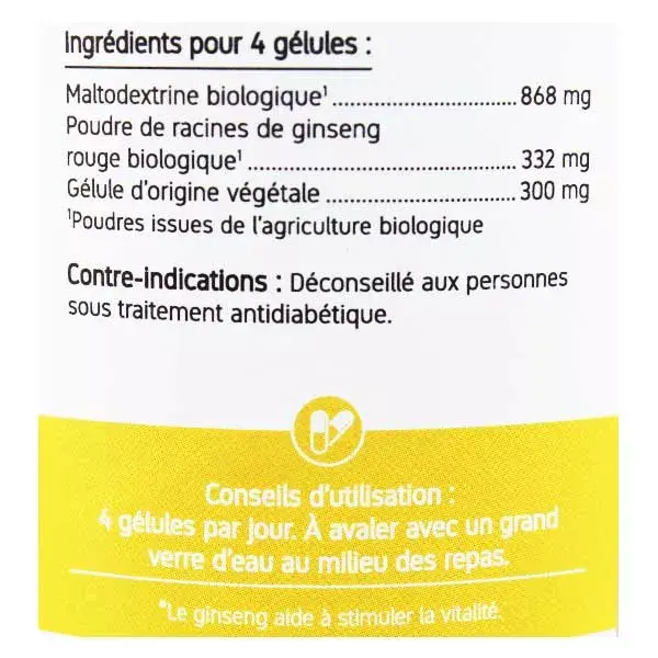 Ginseng Vermelho Orgânico Ecológico Nat & Form - 200 cápsulas