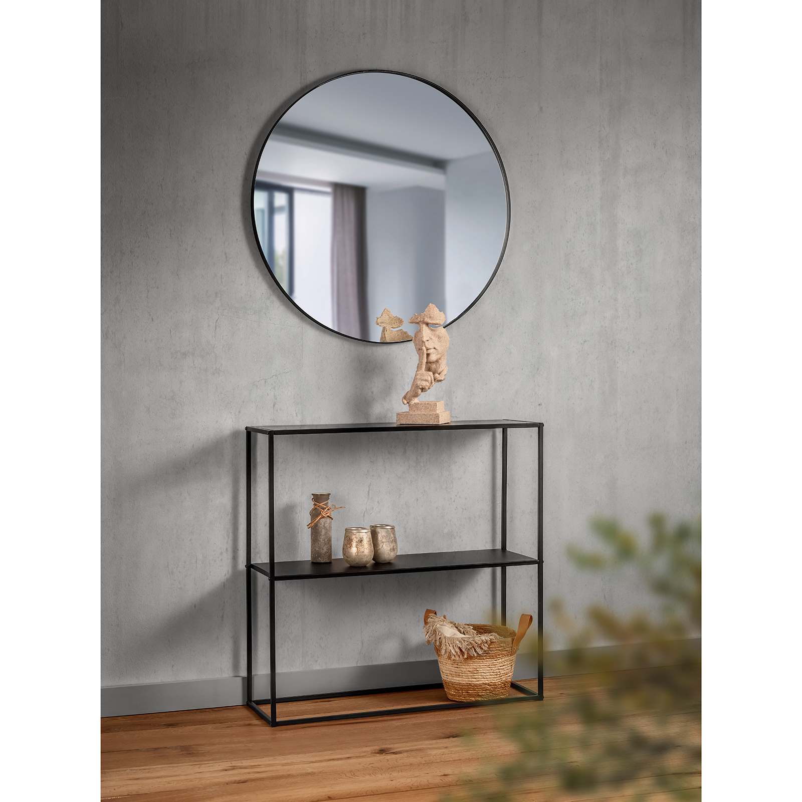 Spiegel - schwarz - Ø 80 cm