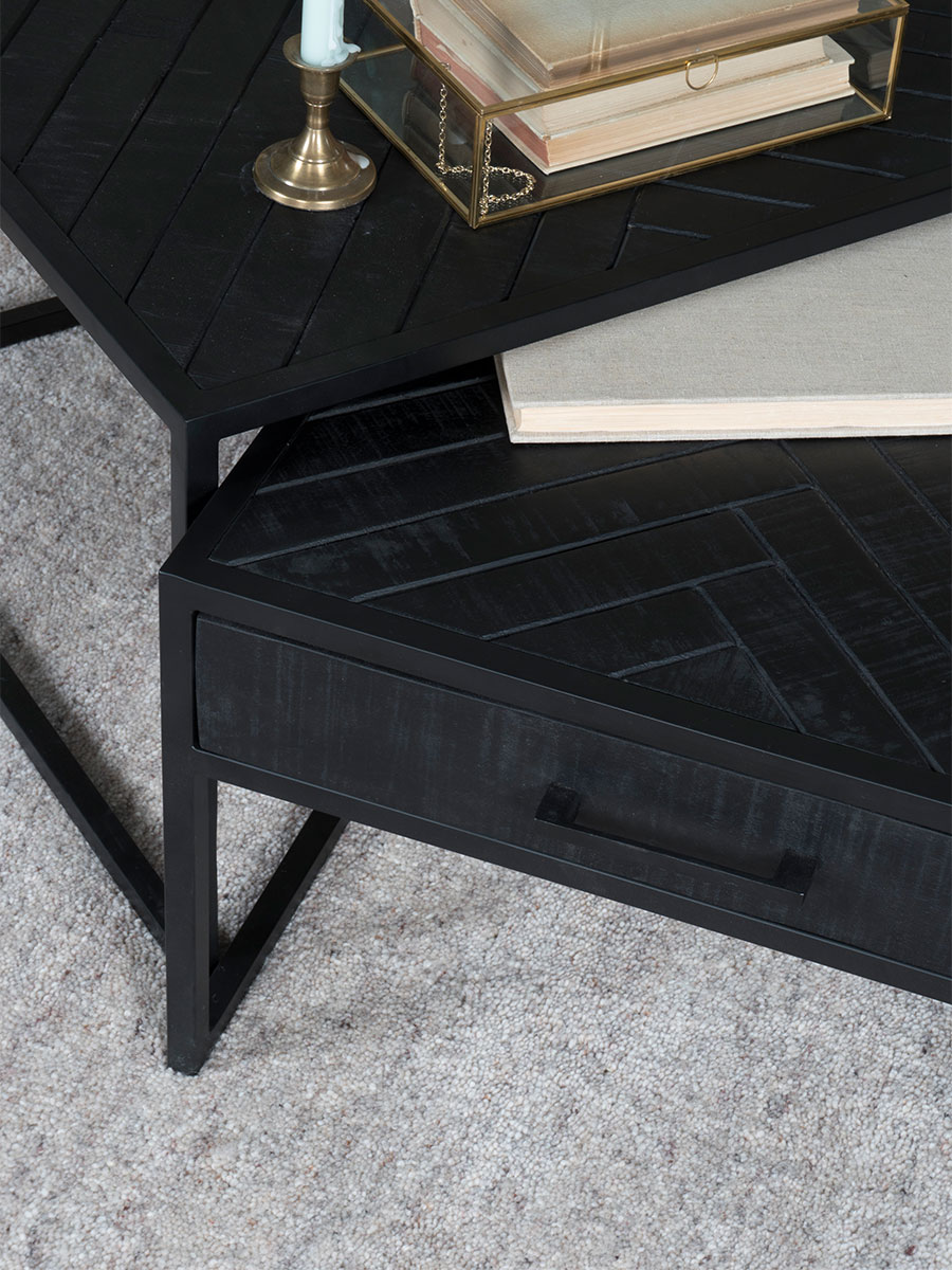 Salontafel Ruby visgraat mangohout – set van 2
