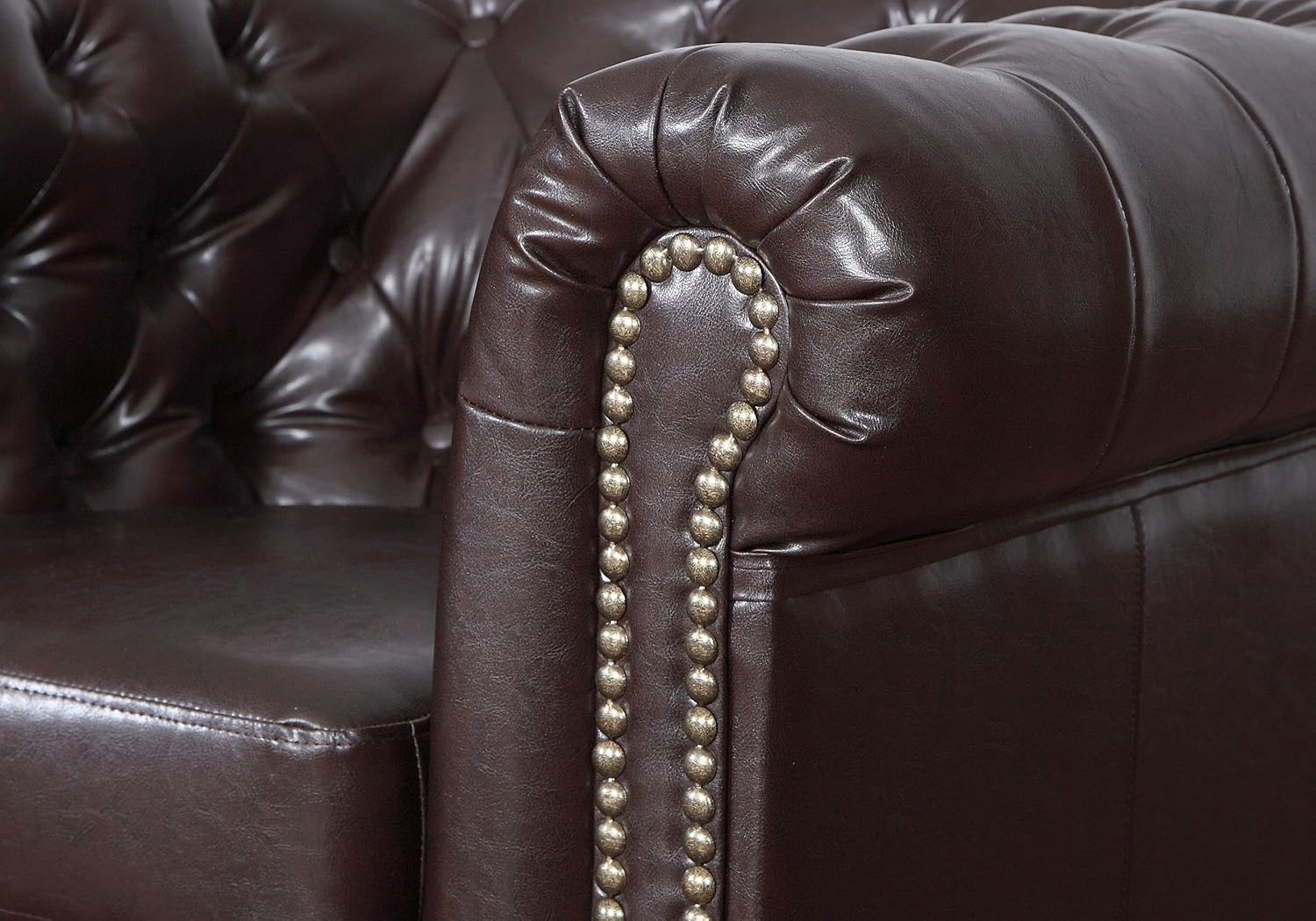 Chesterfield Sessel 1 Sitzer in Kunstleder Vintage braun Couch Polstersofa Sofa
