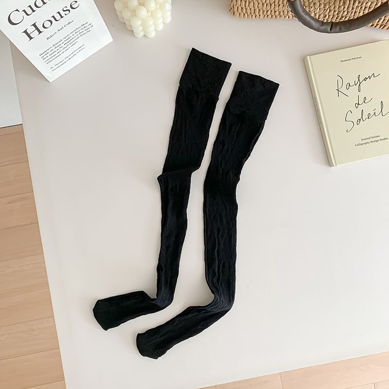 Loverly - Effen kanten overknee sokken