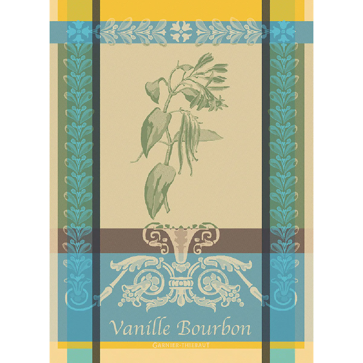 Torchon pur coton vert 56x77 Garnier Thiebaut