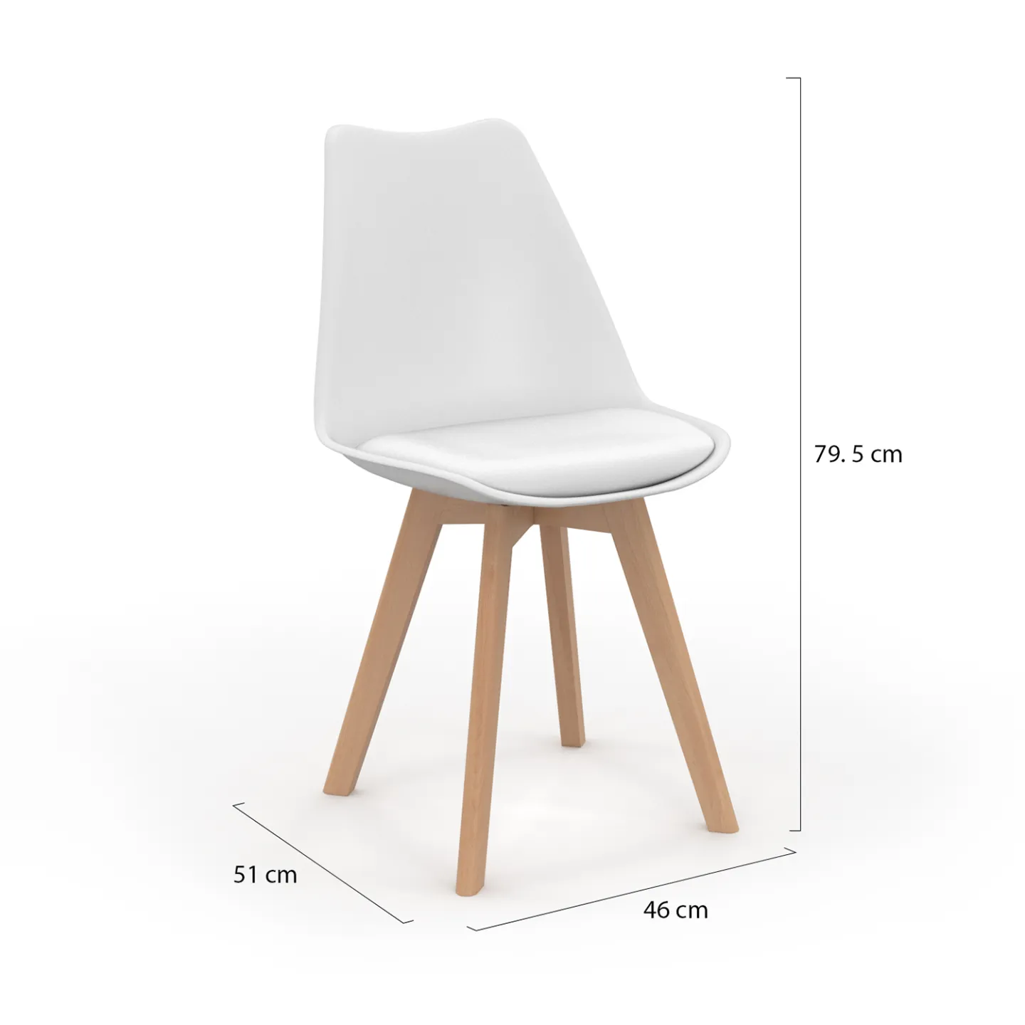Lot de 6 chaises scandinaves SARA mix color gris clair, blanc, gris foncé x2, noir x2