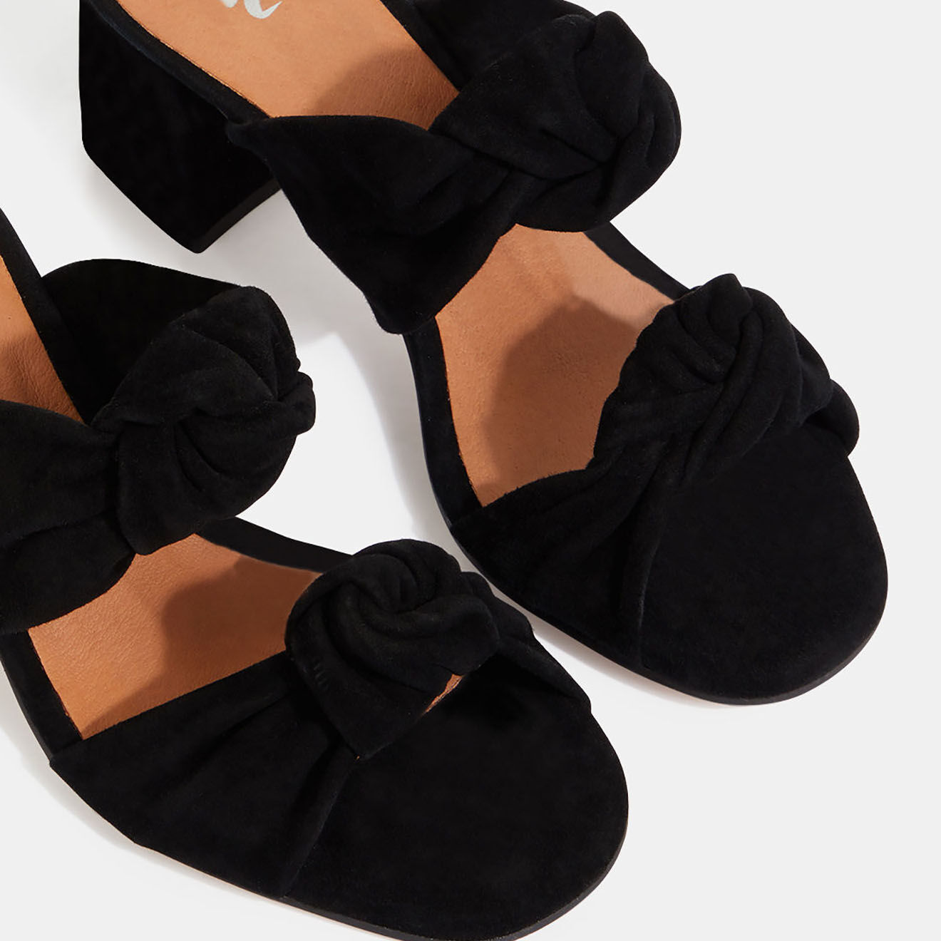 Galeries Lafayette Mules à talon en Velours de Cuir noires - Talon 5.5 cm