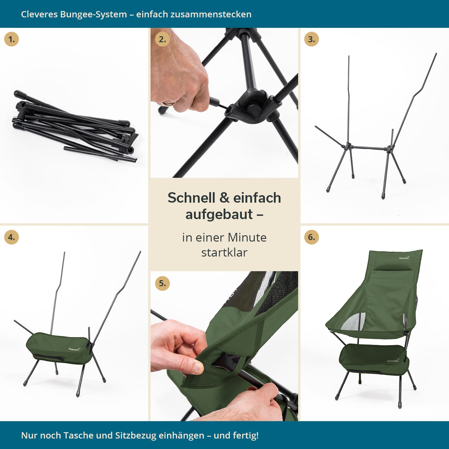 Skandika Solig compacte vouwstoel met draagtas - Green