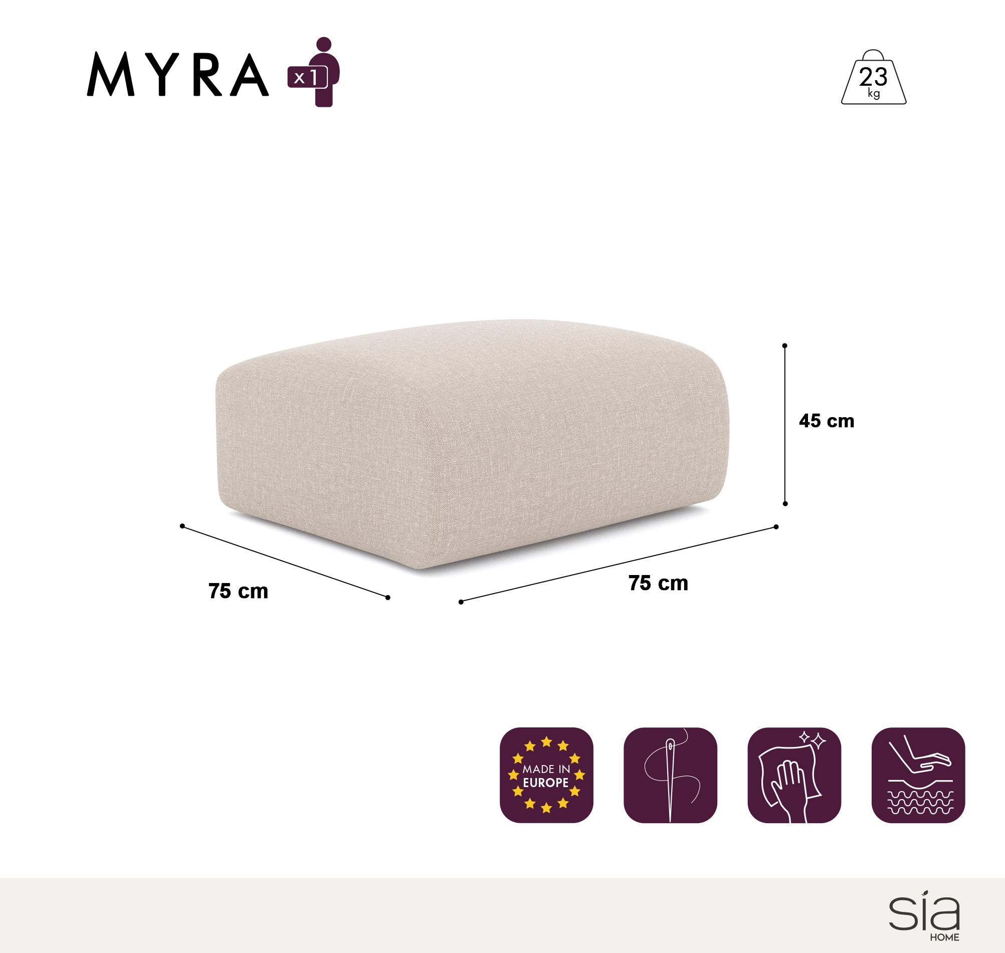 Zitzakken MYRA Fluweel met structuur Grijs