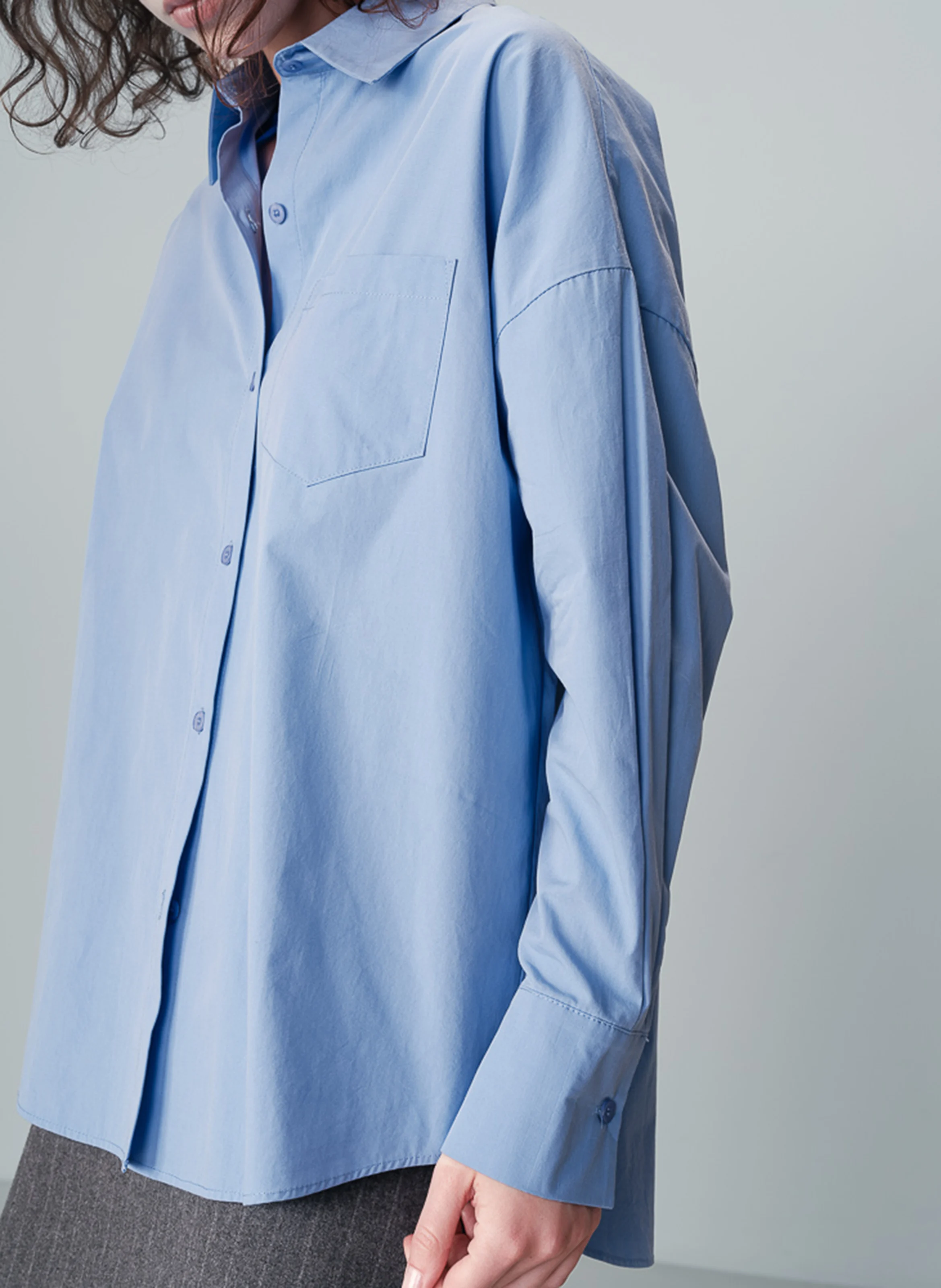 NESRINE - Chemise oversize en coton| Bleu