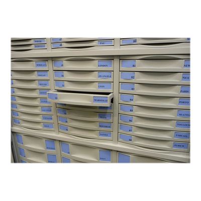 Module 8 tiroirs pour armoire à rideaux - hauteur 50 mm - gris