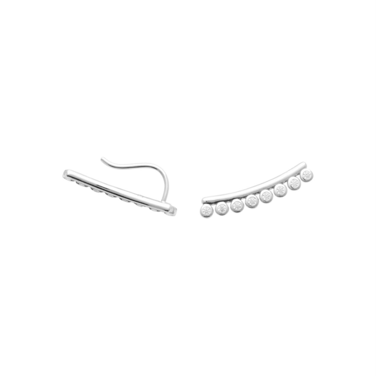 Boucles d'oreilles grimpantes contour de lobe serti d'oxydes de zirconium ronds Argent 925 Rhodié