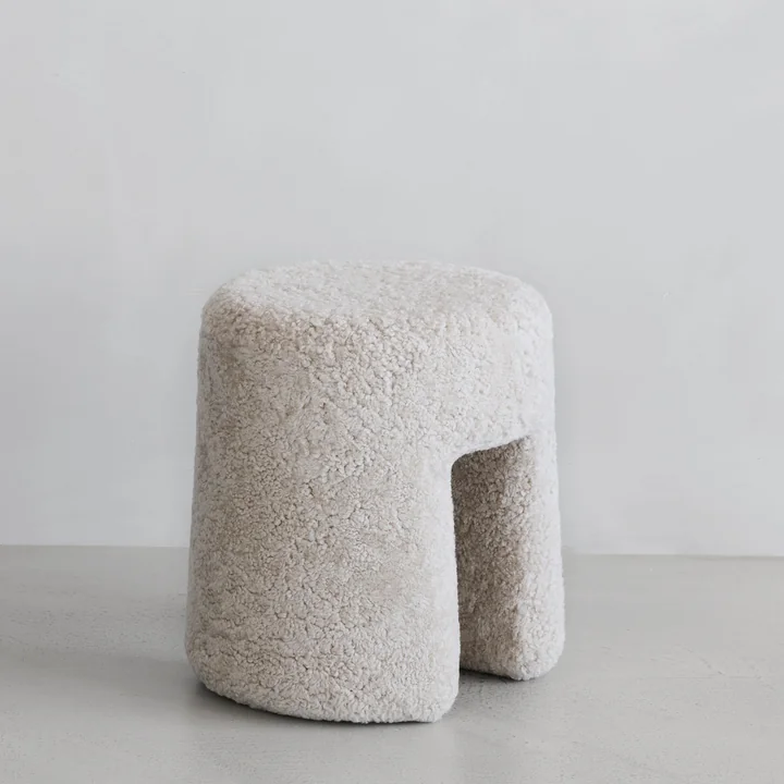 Fredericia - Sequoia Pouf Ø 40 cm, weiss (Bouclé)