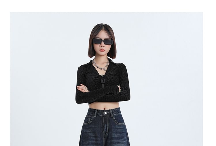 Maisee - High Waist Washed Wide Leg Jeans