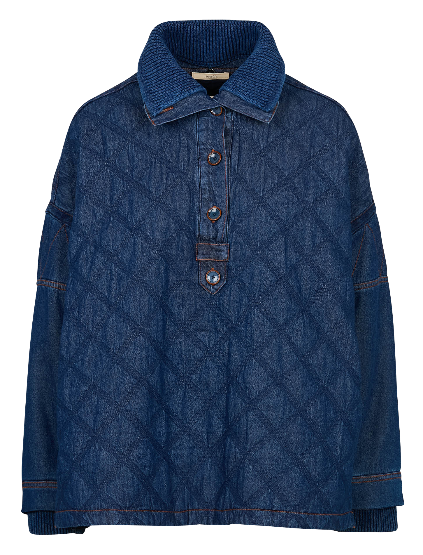 SALTERY BAY - Sweat com montant denim en coton | Bleu