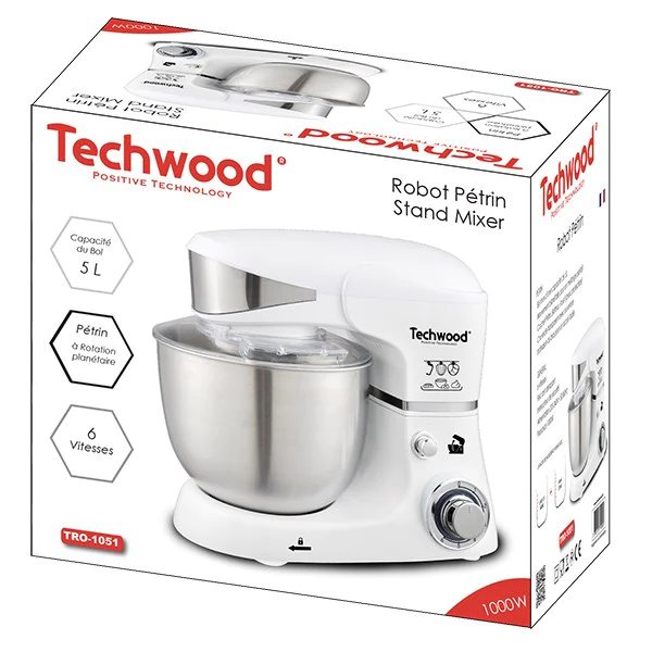 Robot pétrin blanc 5 L 1000 W TRO-1051 Techwood