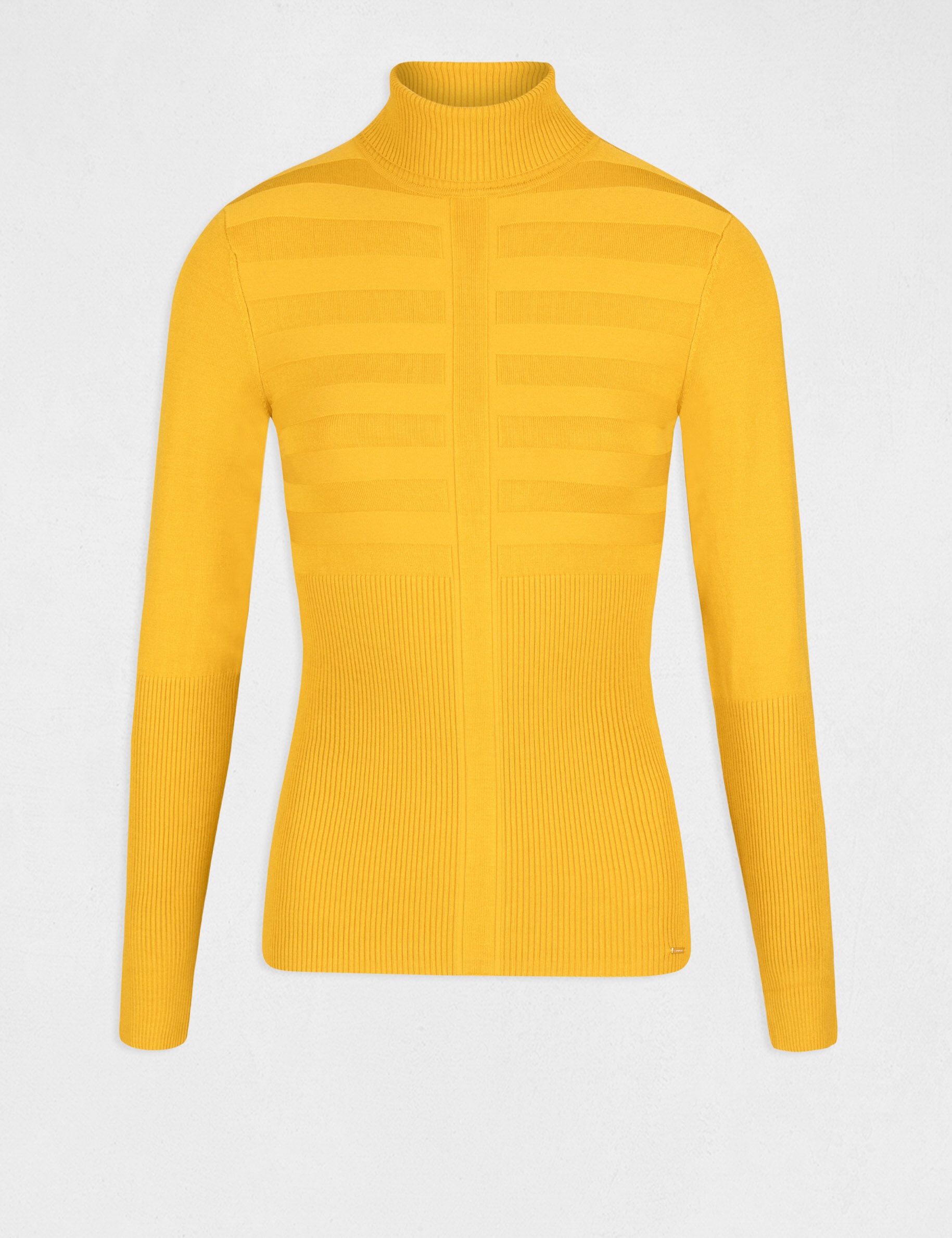 Pull manches longues col roulé jaune femme - jaune