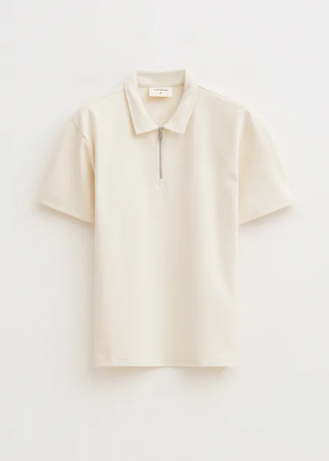 Polo met rits off-white (ECRU)