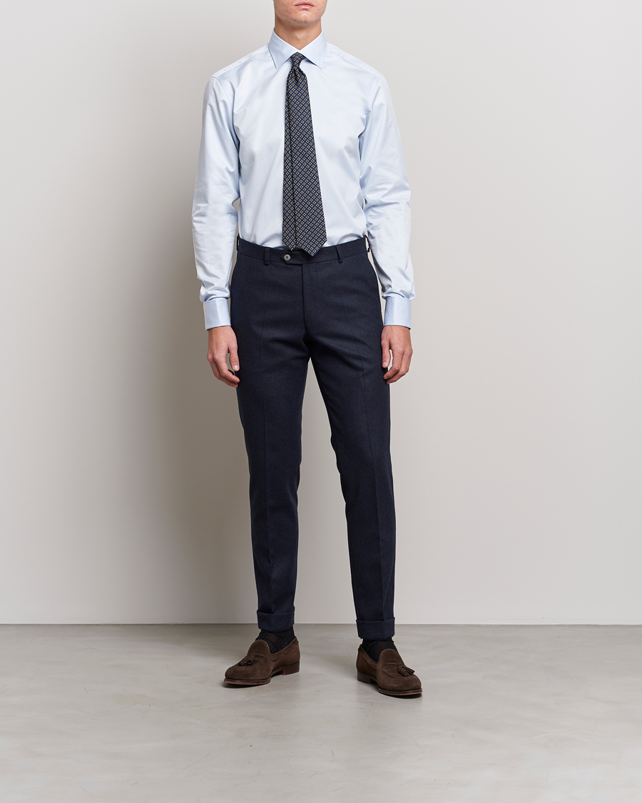 Stenströms Fitted Body Shirt Double Cuff Blue