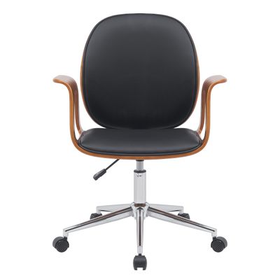 Chaise ARTEMIS - Bois multiplis imitation noyer et polyuréthane noir