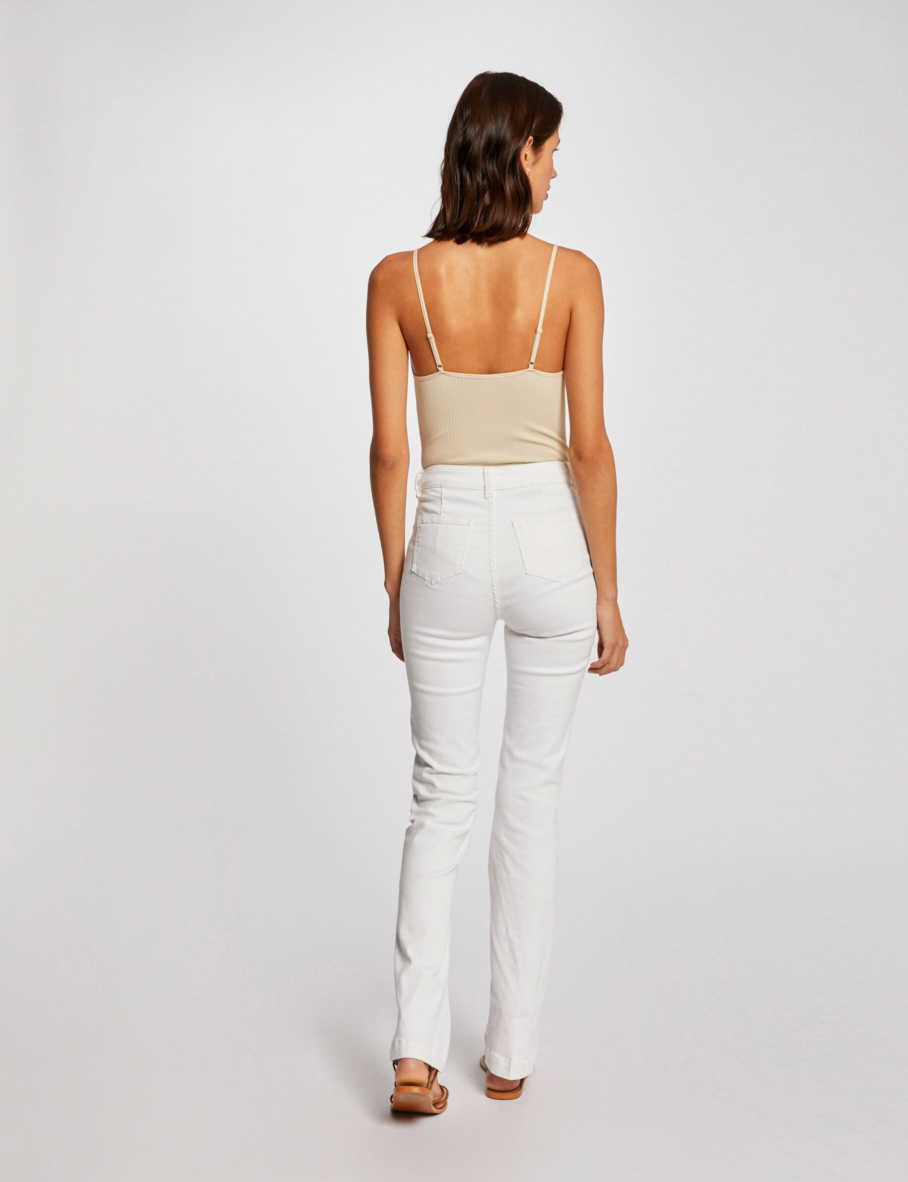 Débardeur bretelles fines à col en V beige femme - beige