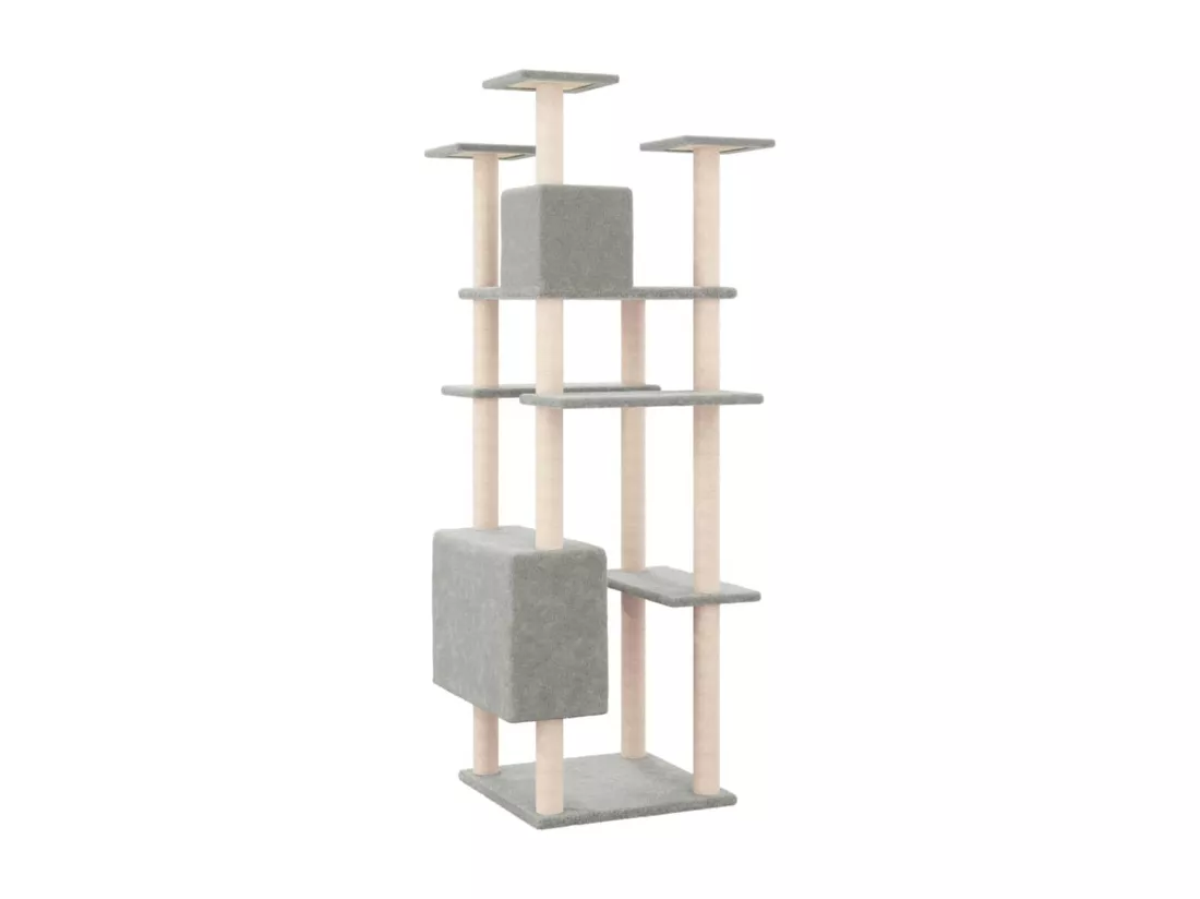 Arbre à chat avec griffoirs en sisal Gris clair 162 cm