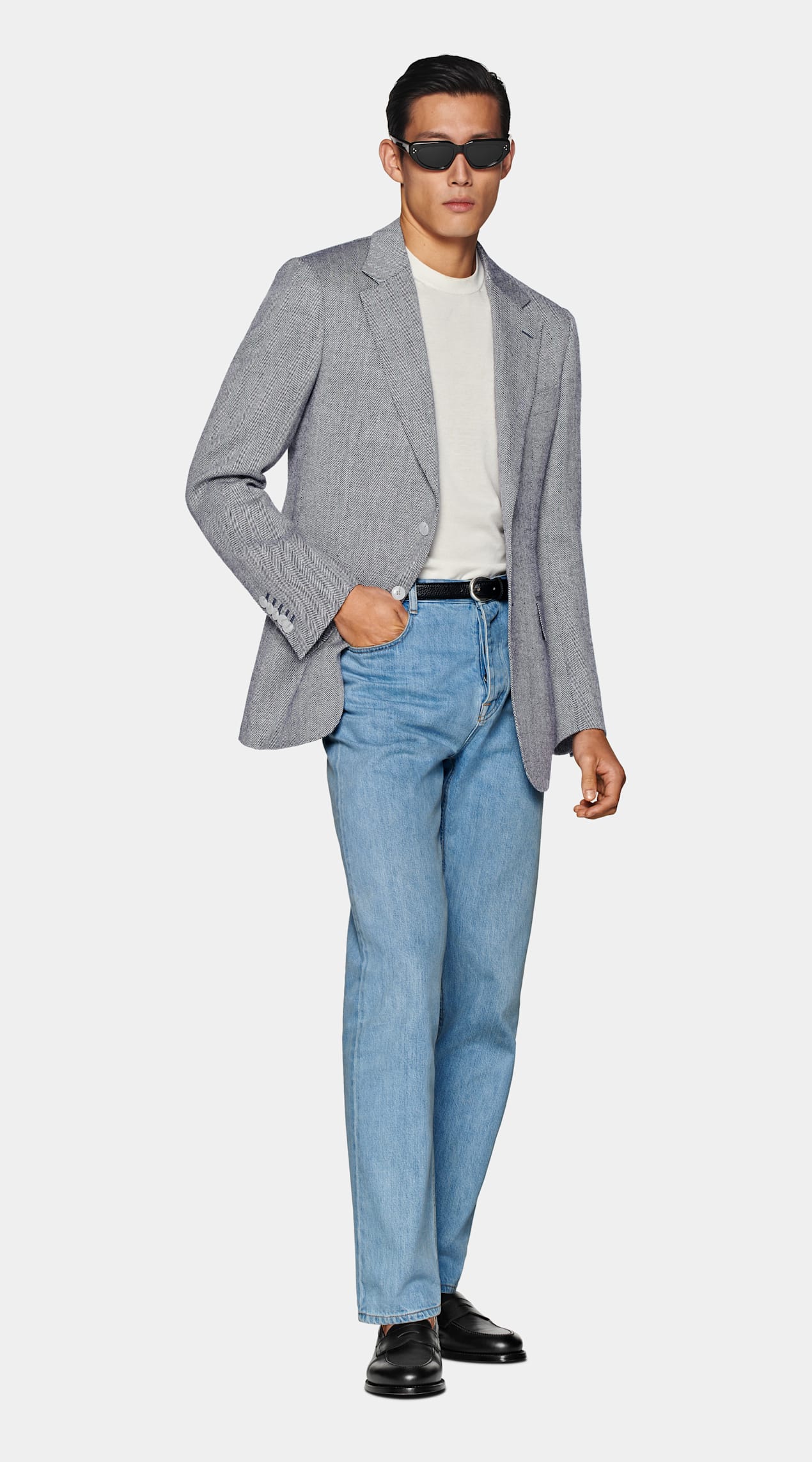Blazer Milano coupe Tailored bleu marine à chevrons