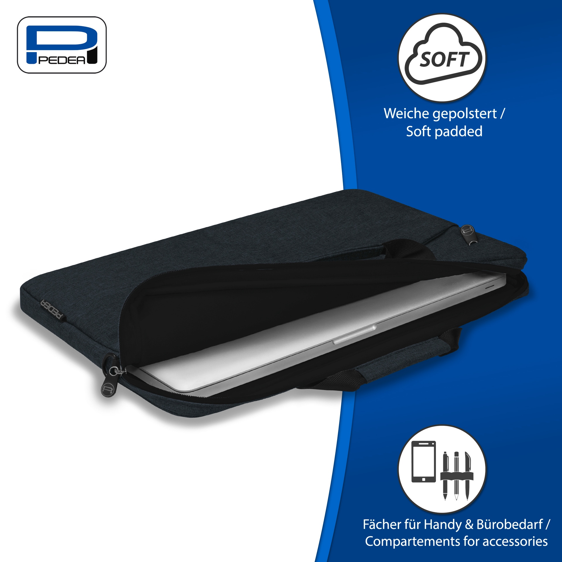 PEDEA Laptoptasche »Notebooktasche Fashion bis 33,8 cm (bis 13,3)« dicke Polsterung und ein fleeceartiges, weiches Innenfutter