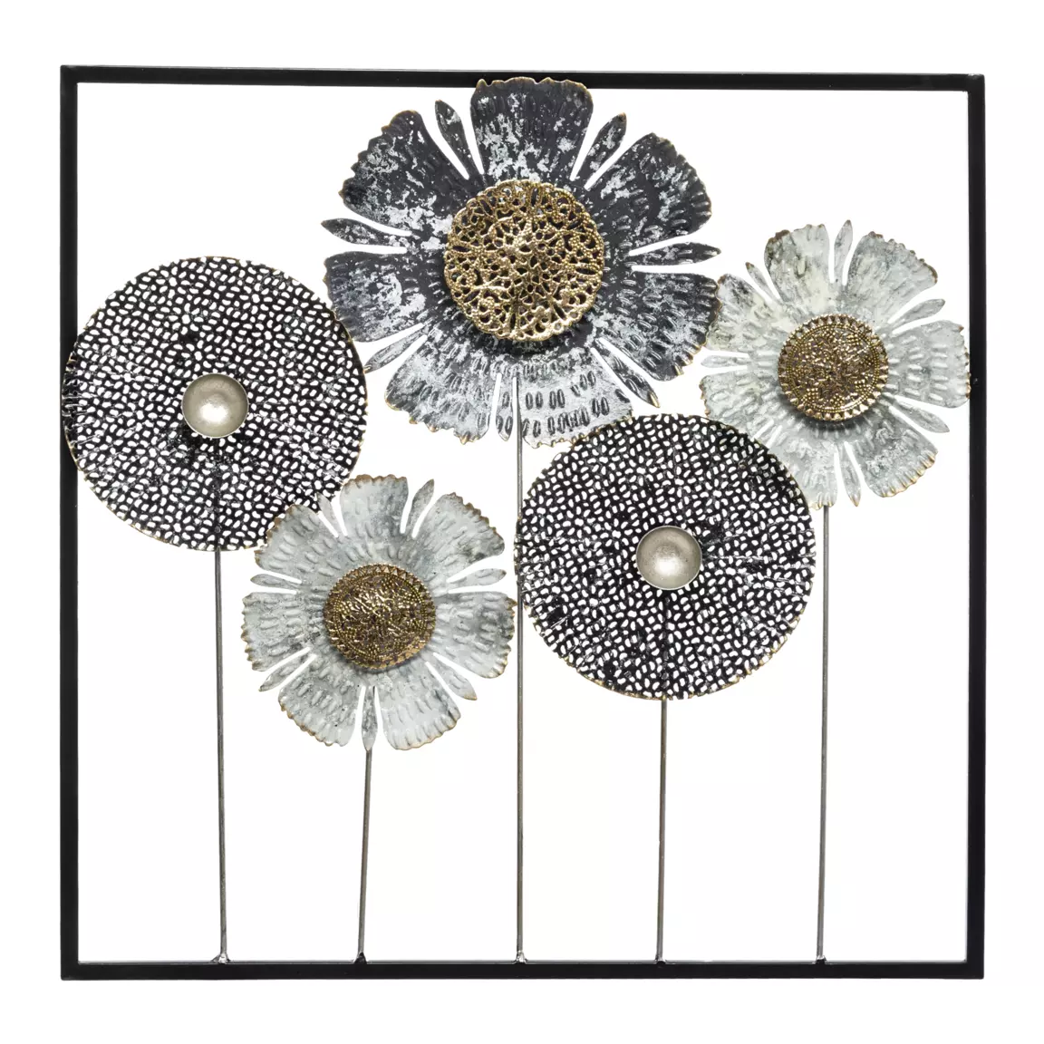 Décoration murale en métal (H50 cm) Floral Queen Argent