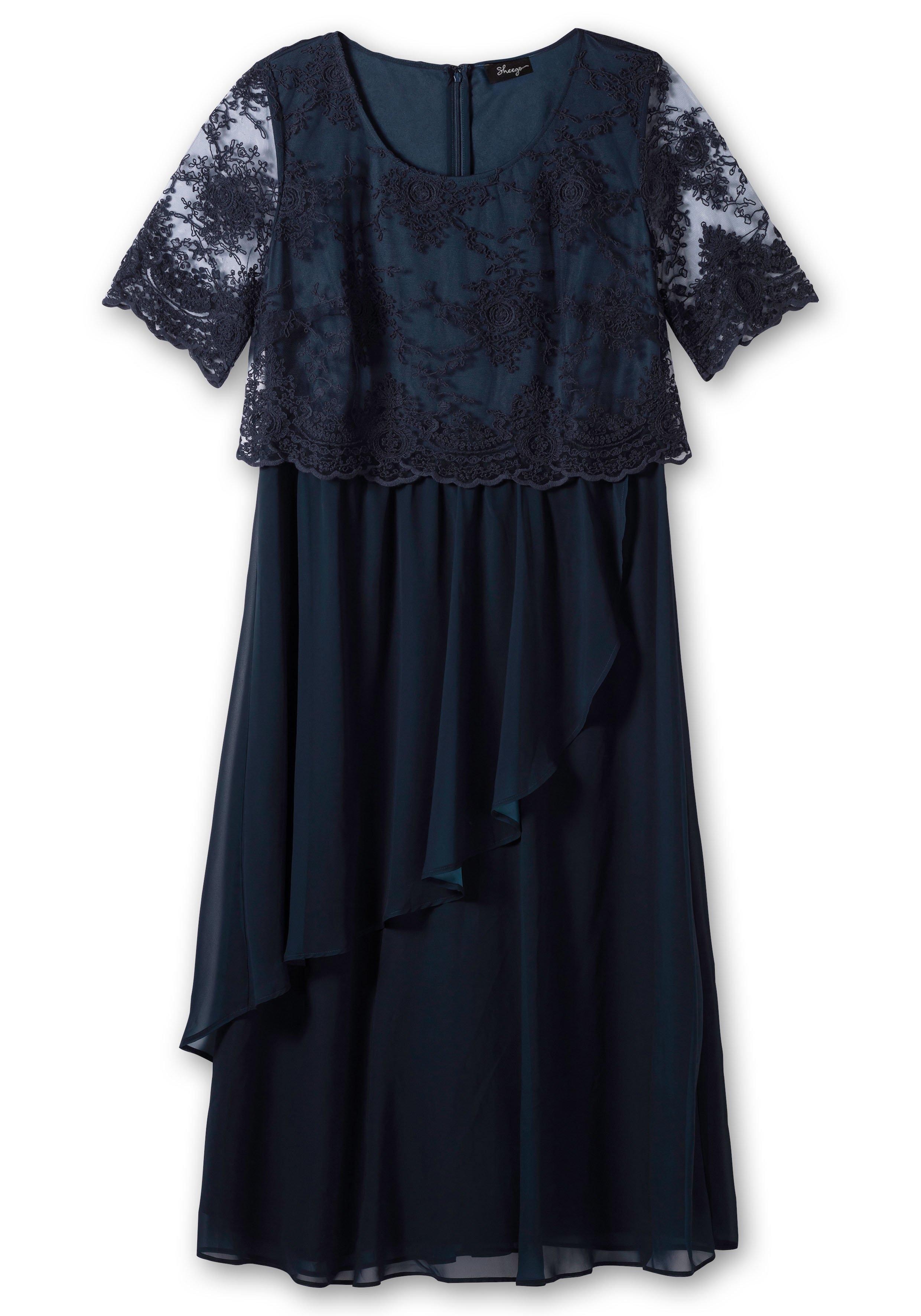 Abendkleid mit besticktem Mesh-Oberteil