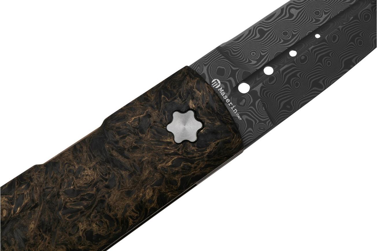 Maserin Daga 372-DG Damascus, Gold Fatcarbon, zakmes, Attilio Morotti design