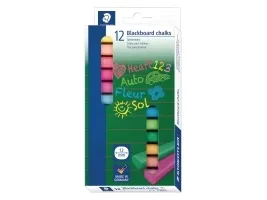 Tavlekridt STAEDTLER uden spids 13x13x90 mm - med 12 stk. ass. farver