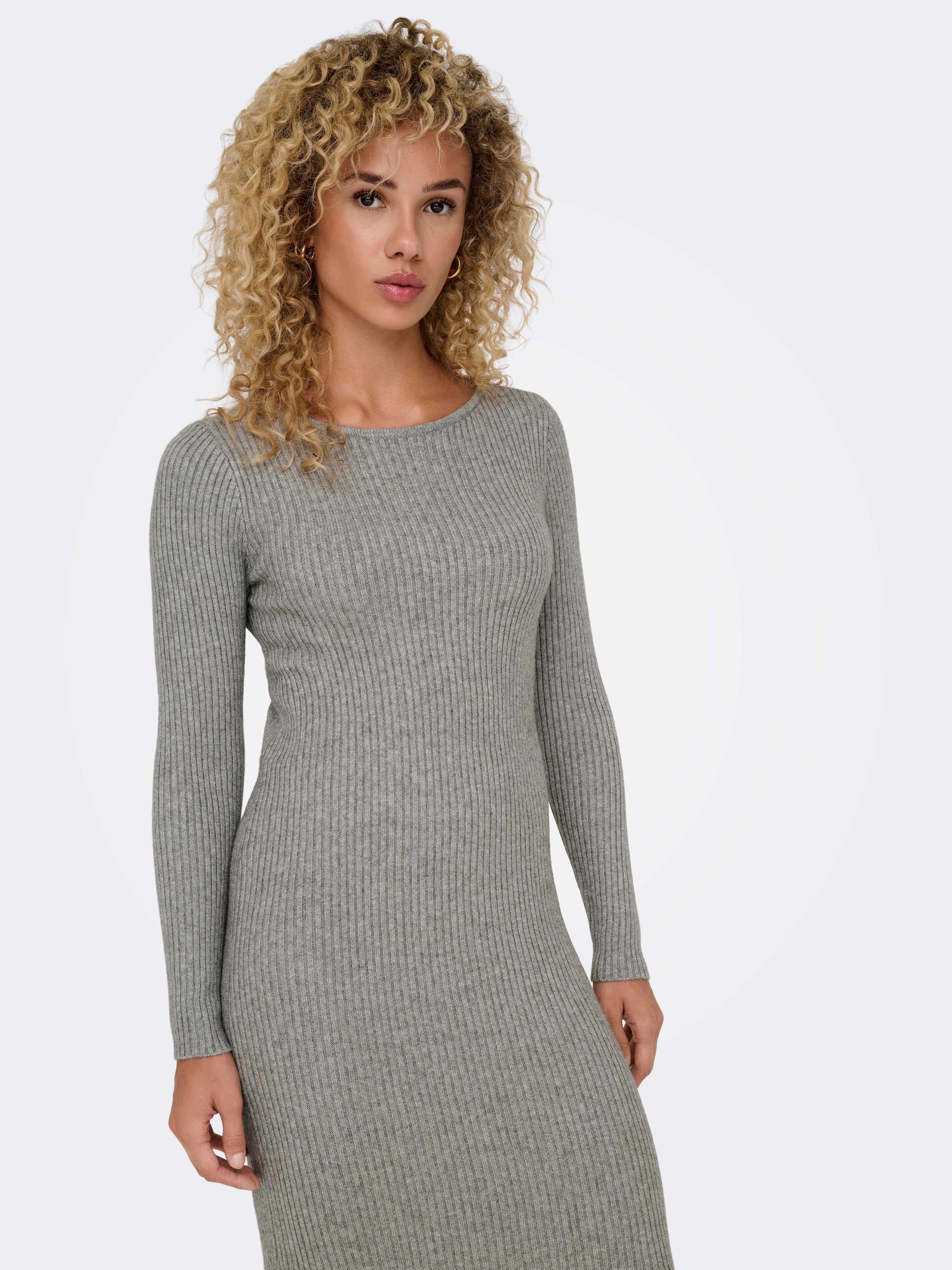 ONLKATIA Langes Kleid Medium Grey Melange