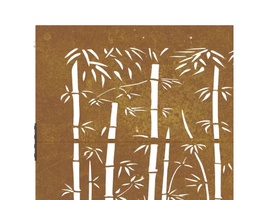 Portail de jardin 85x75 cm acier corten design de bambou
