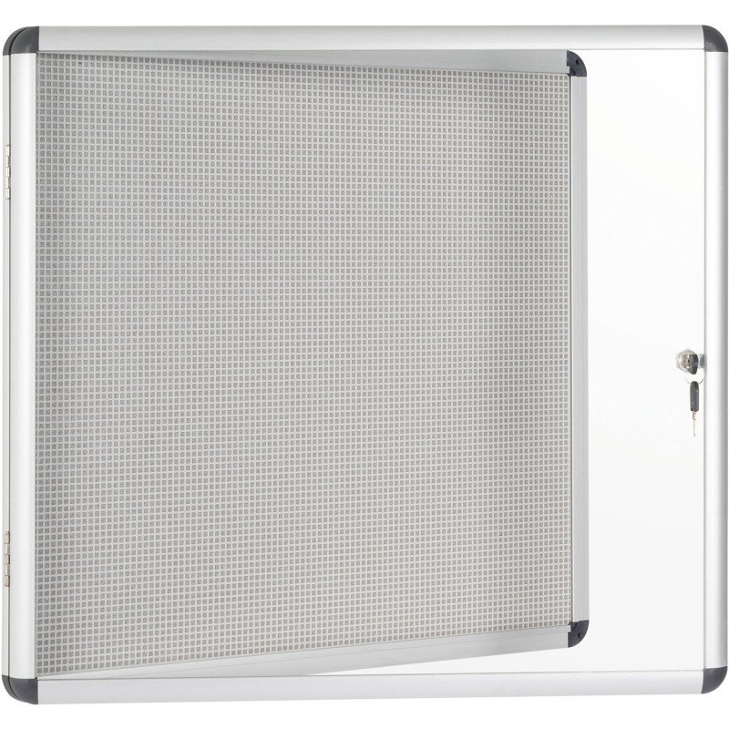 Vitrine intérieure extra plate acier laqué porte battante cadre aluminium Bi-Office Enclore 6 feuilles