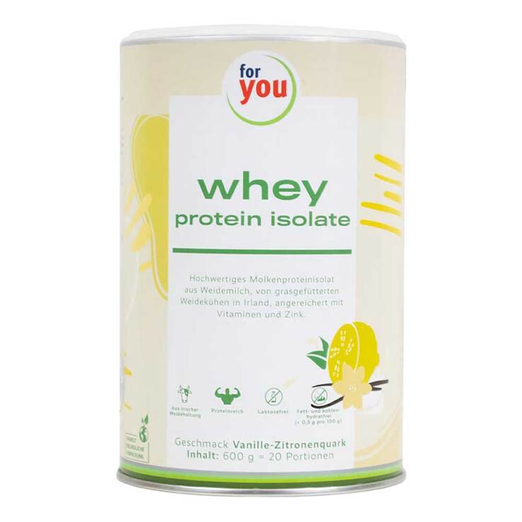 For You whey protein isolate Vanille-Zitronenquark, 600 g