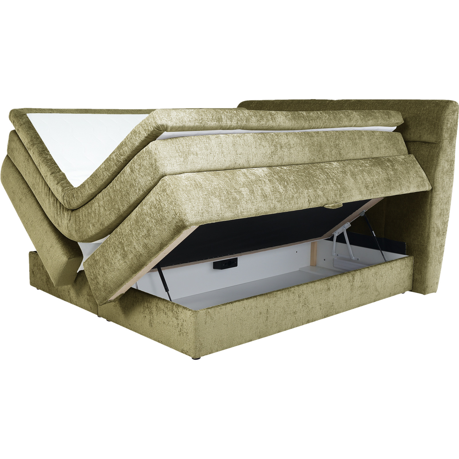 Boxspringbett Queen Stoff Chenille 180 x 200 cm, mit Bettkasten grün