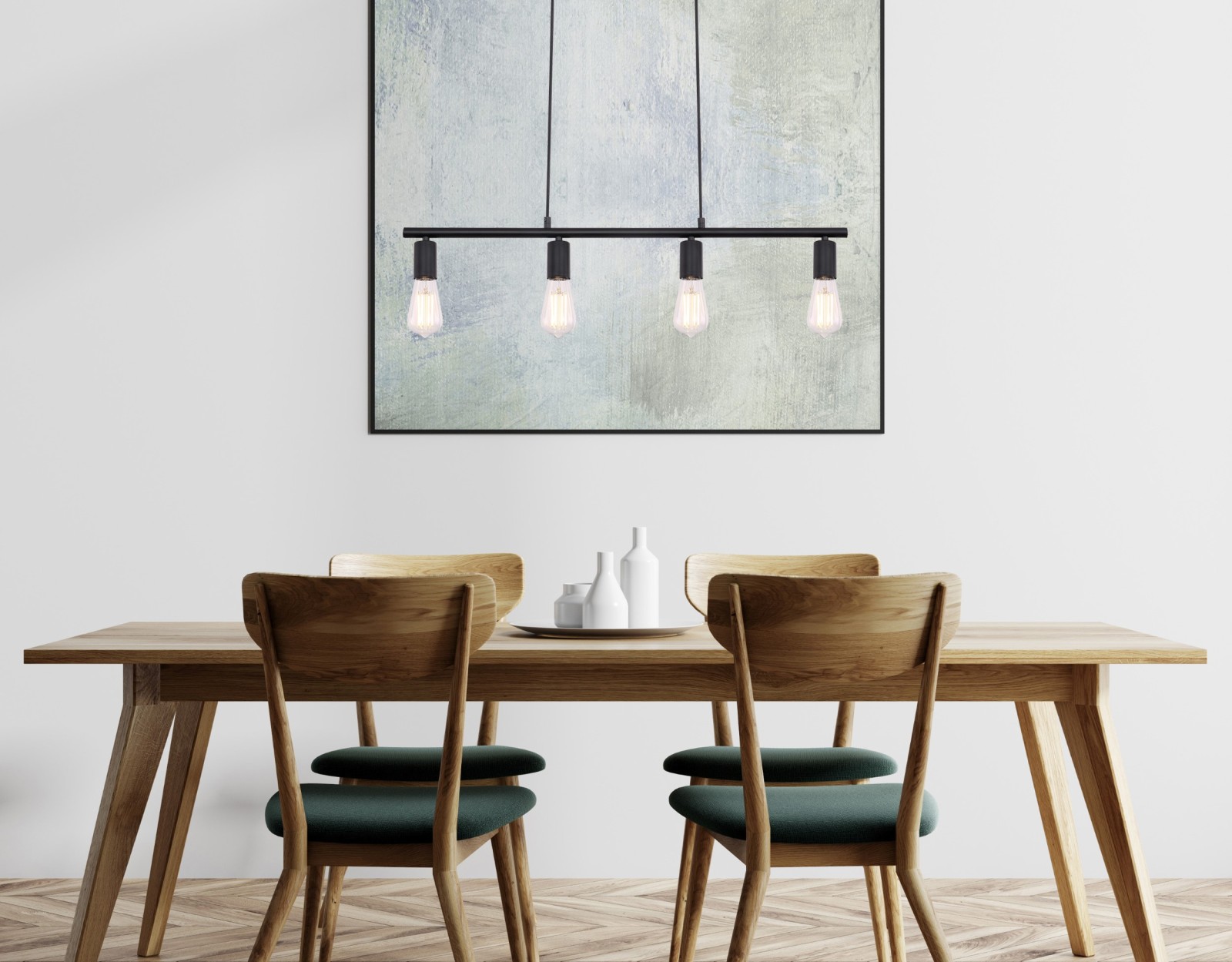 Pendelleuchte - schwarz - Metall - 120 cm hoch