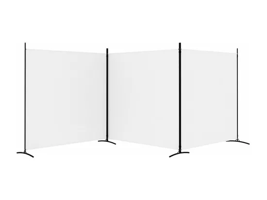 Cloison de séparation 3 panneaux Blanc 525x180 cm Tissu