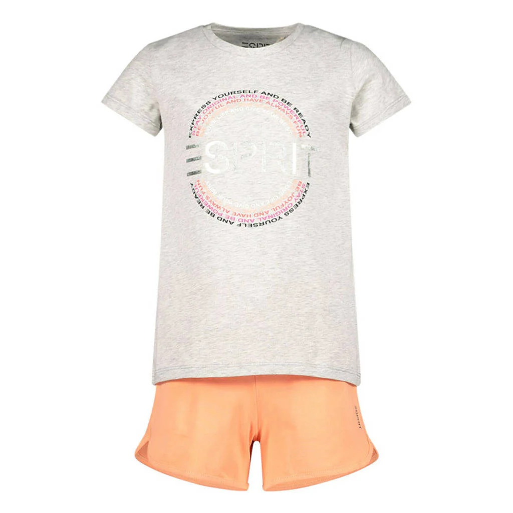 ESPRIT T-shirt + short lichtgrijs melange/oranje