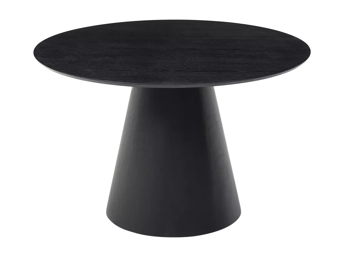Table à manger ronde 4 personnes placage frêne - Noir - ANTALIZA