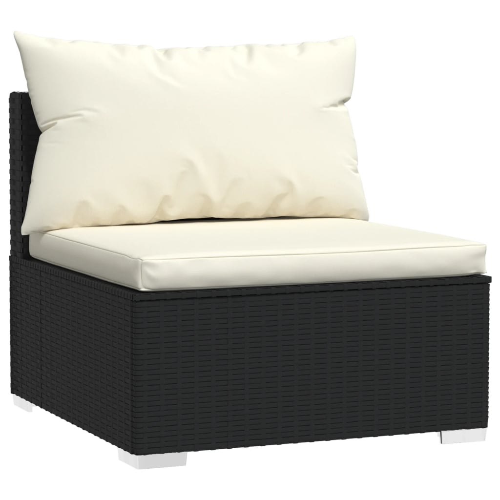 Salon de jardin meuble d'extérieur ensemble de mobilier 4 pièces avec coussins résine tressée noir