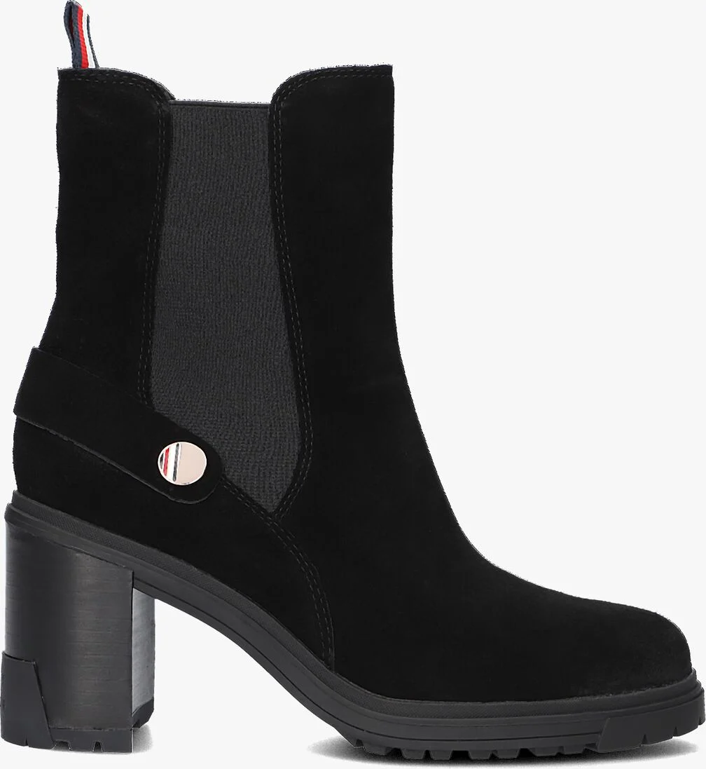 TOMMY HILFIGER zwarte tommy hilfiger enkellaarsjes outdoor high heel boot