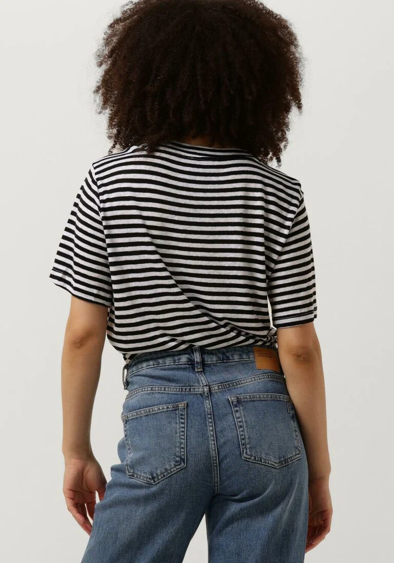 MY ESSENTIAL WARDROBE zwarte my essential wardrobe t-shirt lisamw striped tee