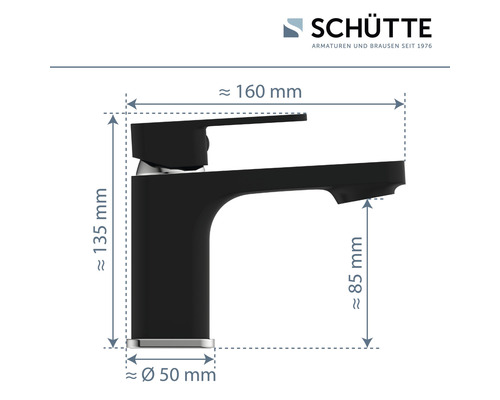 SCHÜTTE Wastafelkraan MADAGASKAR zwart chroom 43106