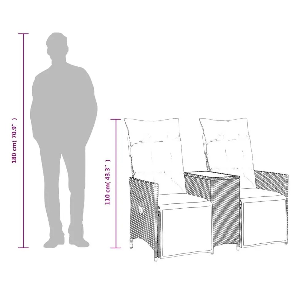 vidaXL - Tuinbank - Grijs - Poly rattan