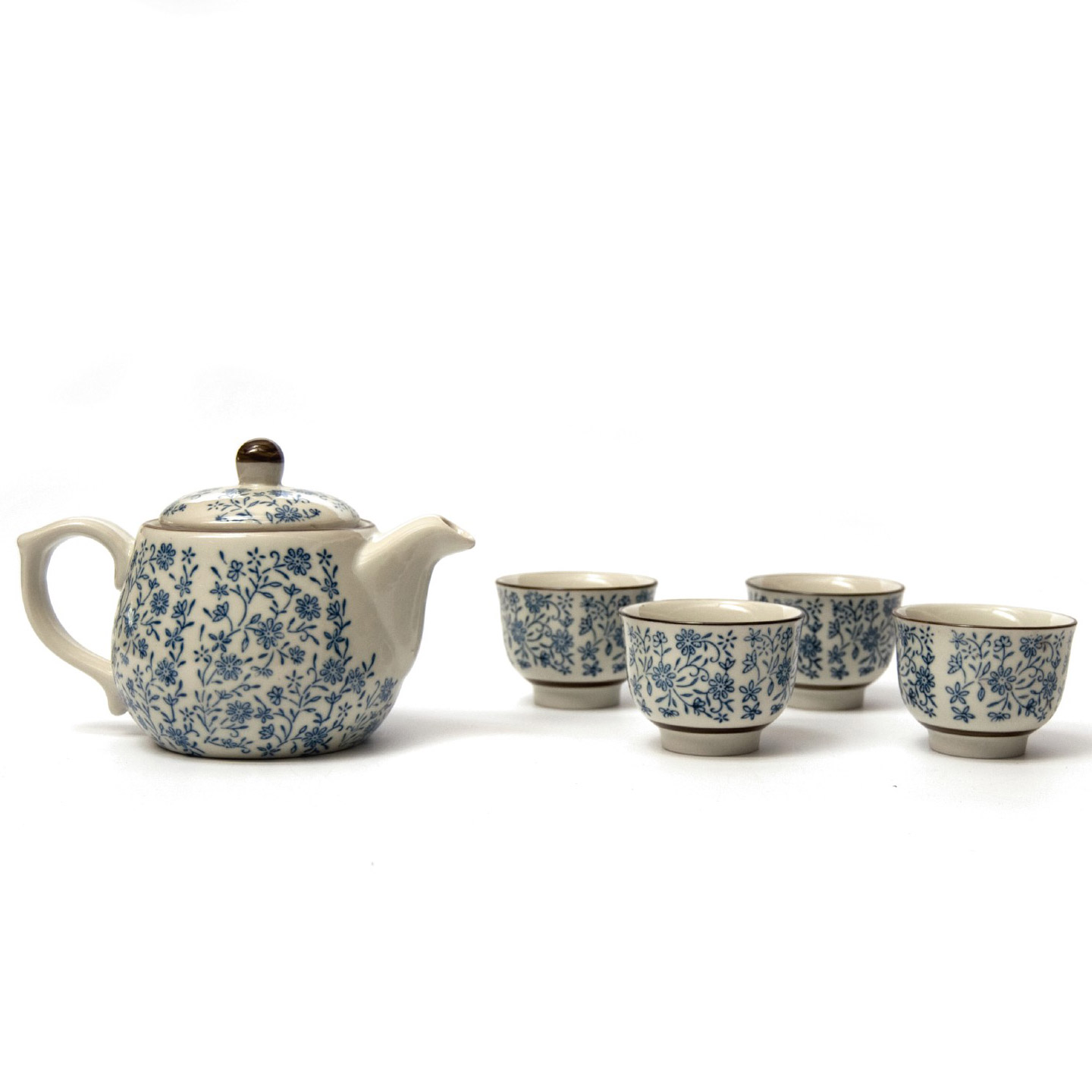 Teeservice 'Nan Ling', 4 Tassen, Teekanne, blau-weiß zu 19,80