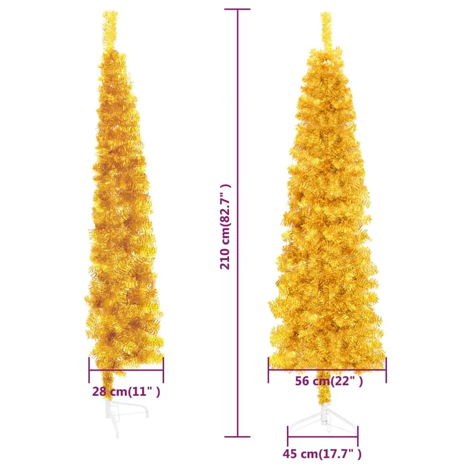 vidaXL - Halve Kunstkerstboom - Goud - 210 cm