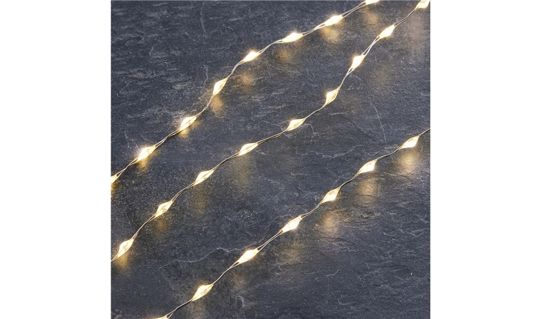 Lyskæde 40 LED, 90cm kobberwire på batteri, ude/inde